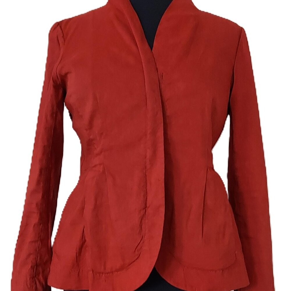Eileen Fisher Stretch High Collar Jacket. SZ XS 62% Linen 36% Viscose 2% Spandex